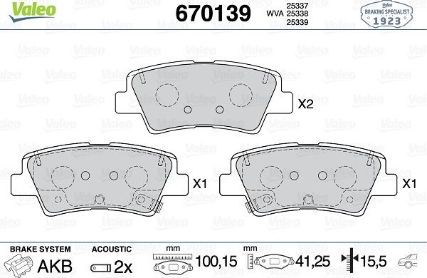 Valeo 670139 - Тормозные колодки, дисковые, комплект avtokuzovplus.com.ua