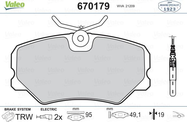 Valeo 670179 - Тормозные колодки, дисковые, комплект avtokuzovplus.com.ua