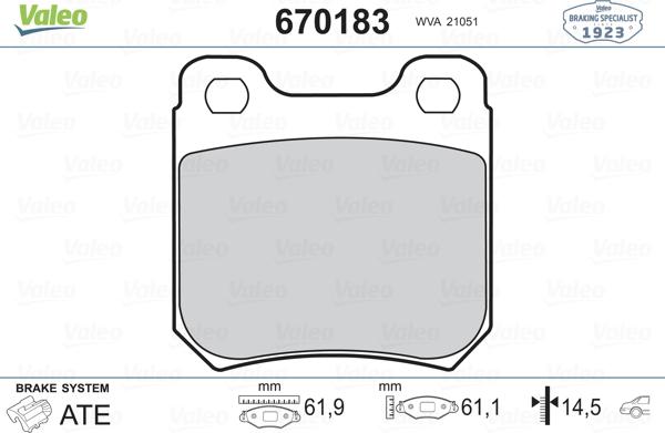 Valeo 670183 - Тормозные колодки, дисковые, комплект autodnr.net