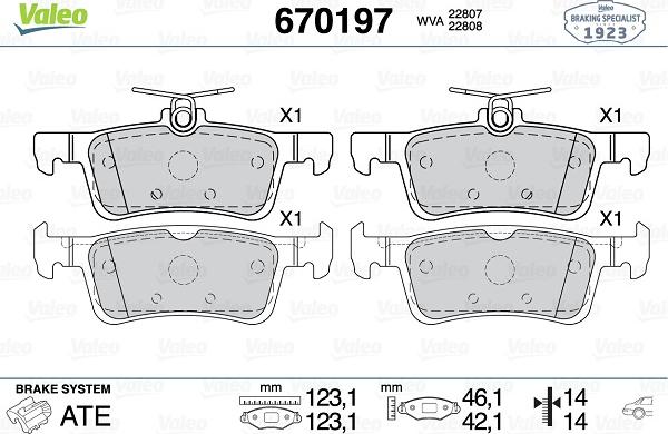 Valeo 670197 - Тормозные колодки, дисковые, комплект autodnr.net