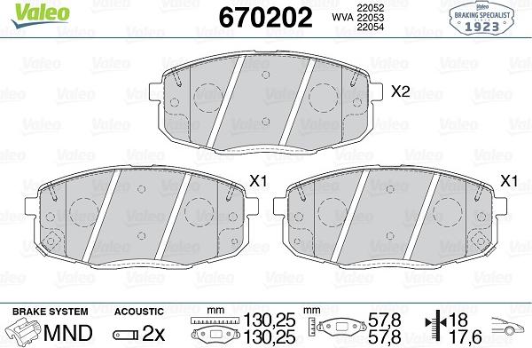 Valeo 670202 - Тормозные колодки, дисковые, комплект avtokuzovplus.com.ua