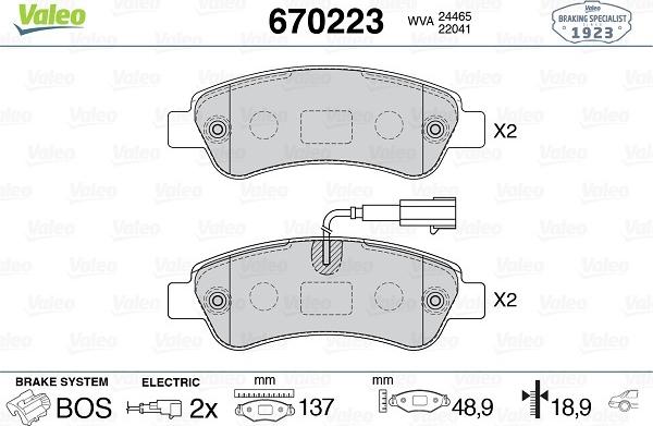 Valeo 670223 - Тормозные колодки, дисковые, комплект autodnr.net