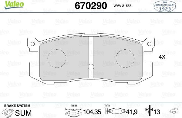 Valeo 670290 - Тормозные колодки, дисковые, комплект avtokuzovplus.com.ua