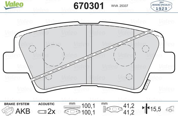 Valeo 670301 - Тормозные колодки, дисковые, комплект avtokuzovplus.com.ua