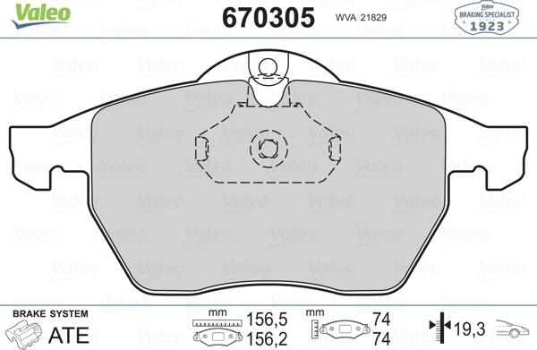 Valeo 670305 - Тормозные колодки, дисковые, комплект autodnr.net