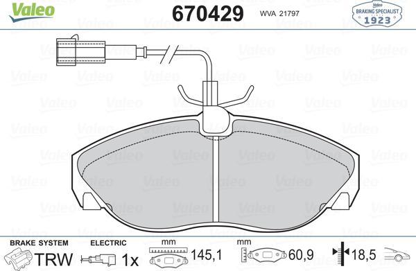 Valeo 670429 - Тормозные колодки, дисковые, комплект avtokuzovplus.com.ua