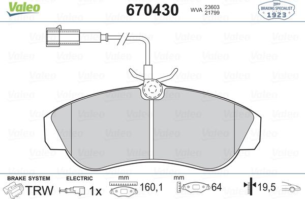 Valeo 670430 - Тормозные колодки, дисковые, комплект avtokuzovplus.com.ua