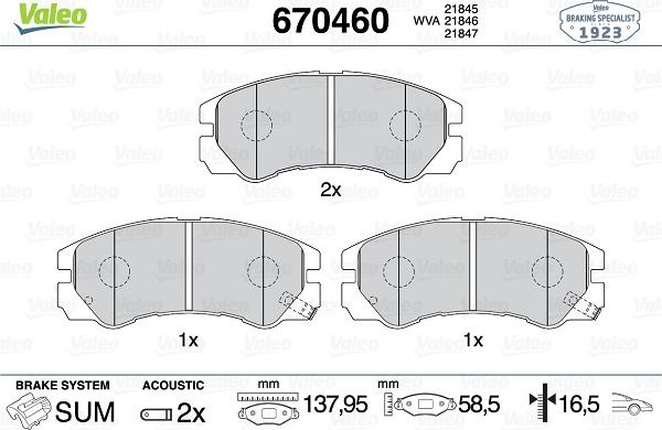 Valeo 670460 - Тормозные колодки, дисковые, комплект avtokuzovplus.com.ua