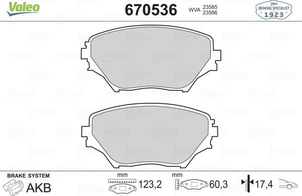 Valeo 670536 - Тормозные колодки, дисковые, комплект avtokuzovplus.com.ua