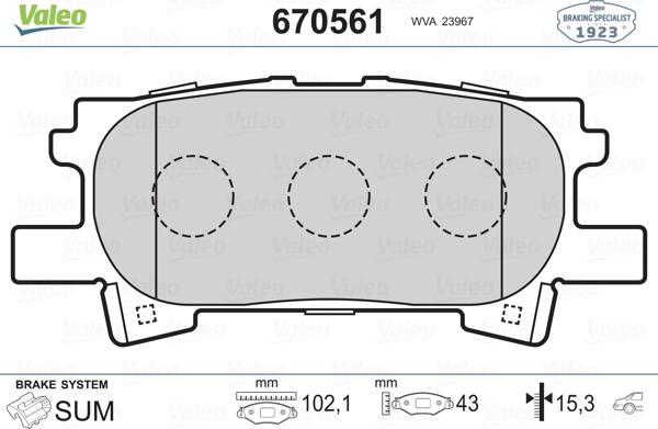 Valeo 670561 - Гальмівні колодки, дискові гальма autocars.com.ua