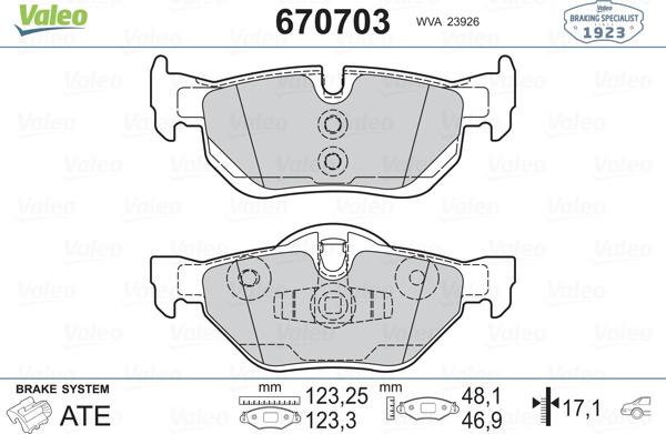 Valeo 670703 - Гальмівні колодки, дискові гальма autocars.com.ua