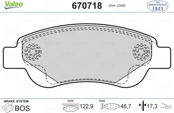 Valeo 670718 - Тормозные колодки, дисковые, комплект avtokuzovplus.com.ua