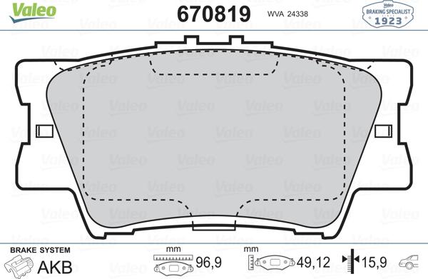 Valeo 670819 - Тормозные колодки, дисковые, комплект avtokuzovplus.com.ua