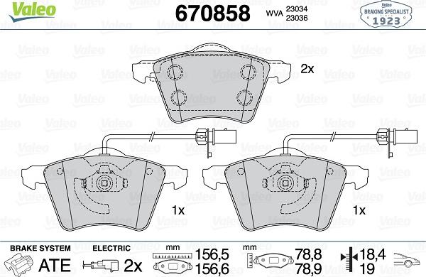 Valeo 670858 - Тормозные колодки, дисковые, комплект avtokuzovplus.com.ua