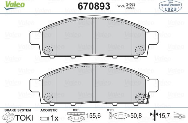 Valeo 670893 - Гальмівні колодки, дискові гальма autocars.com.ua