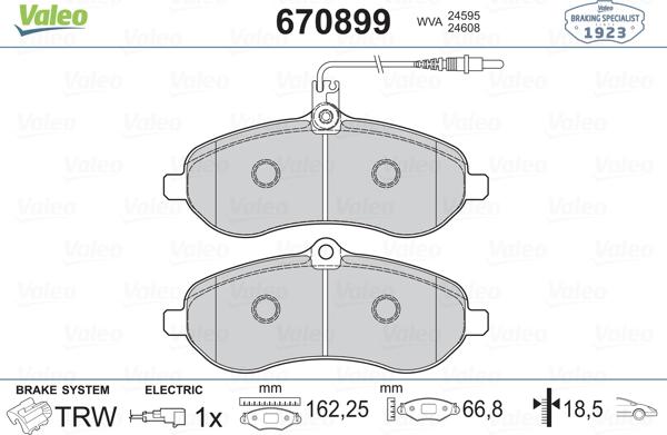 Valeo 670899 - Тормозные колодки, дисковые, комплект avtokuzovplus.com.ua