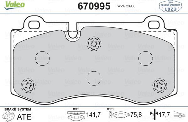 Valeo 670995 - Тормозные колодки, дисковые, комплект avtokuzovplus.com.ua