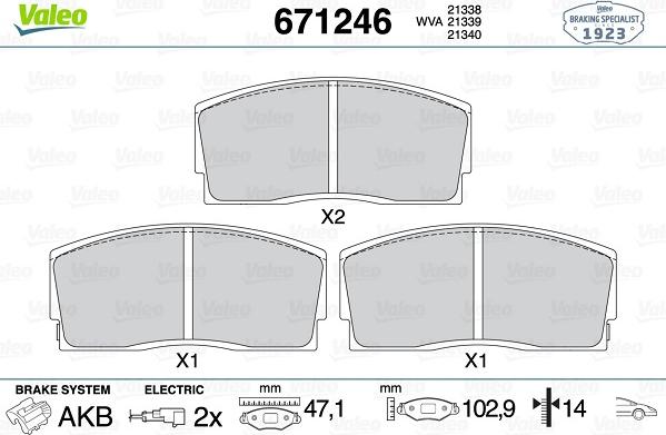 Valeo 671246 - Гальмівні колодки, дискові гальма autocars.com.ua