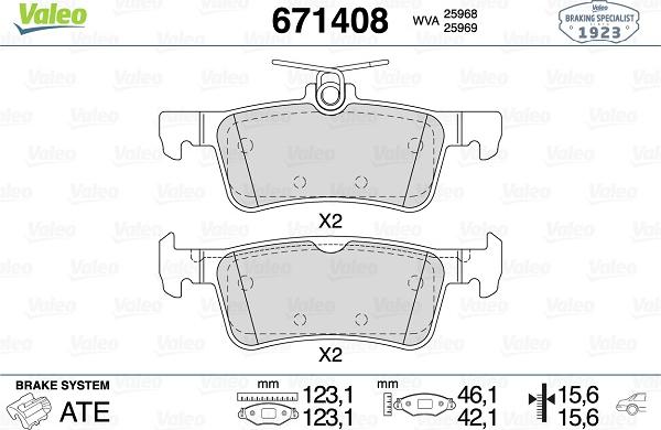 Valeo 671408 - Тормозные колодки, дисковые, комплект autodnr.net