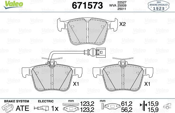 Valeo 671573 - Тормозные колодки, дисковые, комплект avtokuzovplus.com.ua