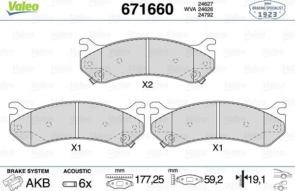 Valeo 671660 - Тормозные колодки, дисковые, комплект autodnr.net