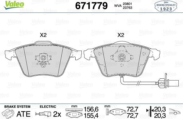 Valeo 671779 - Тормозные колодки, дисковые, комплект autodnr.net