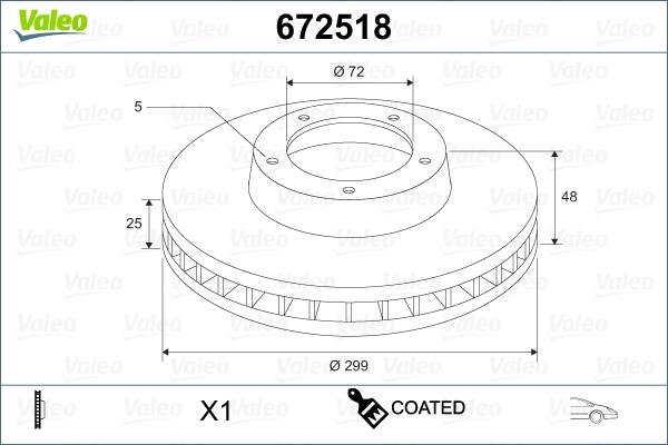 Valeo 672518 - Тормозной диск avtokuzovplus.com.ua