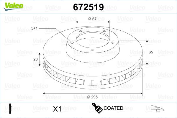 Valeo 672519 - Гальмівний диск autocars.com.ua