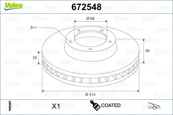 Valeo 672548 - Тормозной диск avtokuzovplus.com.ua