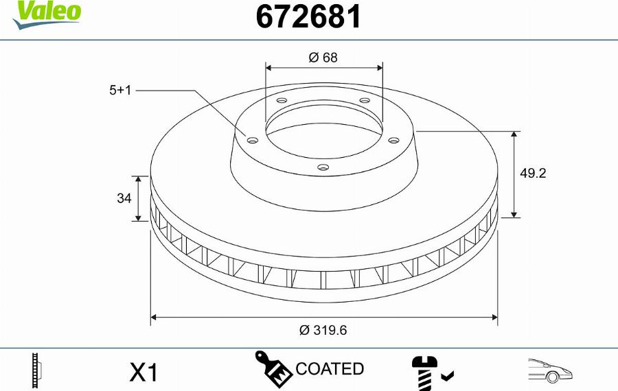 Valeo 672681 - Тормозной диск avtokuzovplus.com.ua