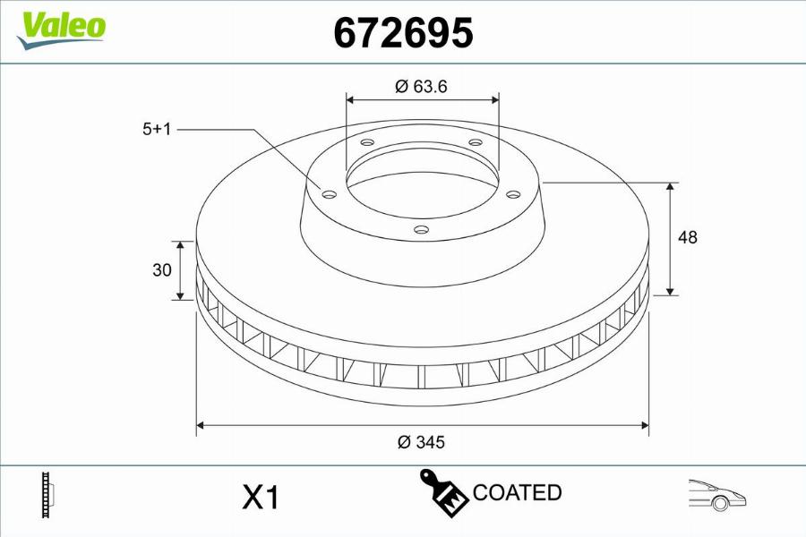 Valeo 672695 - Гальмівний диск autocars.com.ua