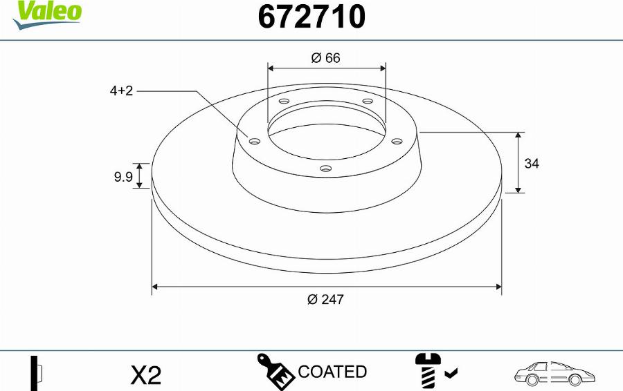 Valeo 672710 - Тормозной диск autodnr.net