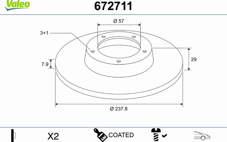 Valeo 672711 - Тормозной диск autodnr.net