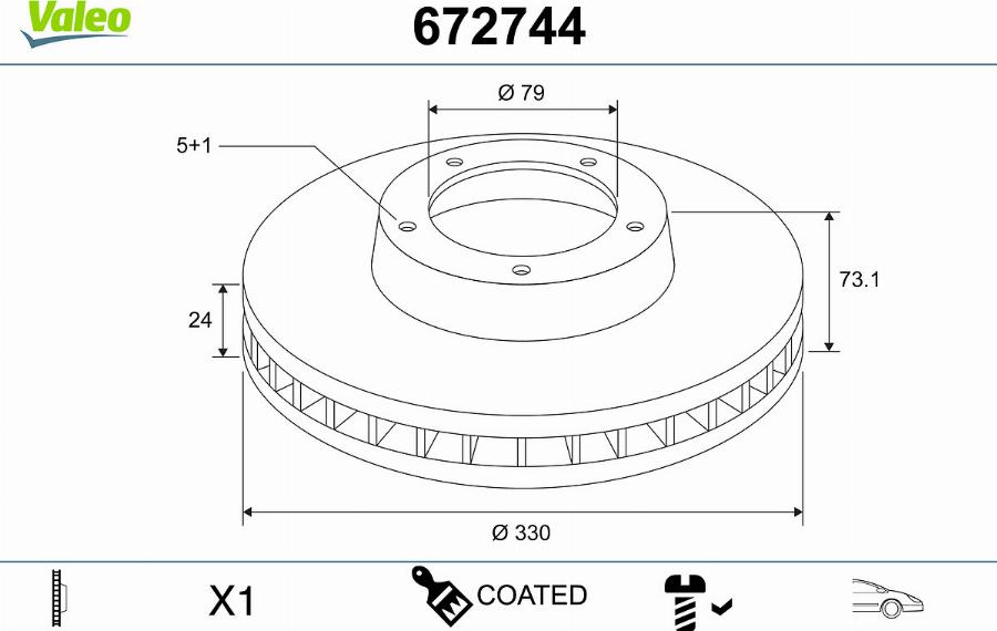 Valeo 672744 - Тормозной диск avtokuzovplus.com.ua