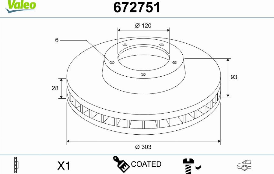 Valeo 672751 - Тормозной диск avtokuzovplus.com.ua