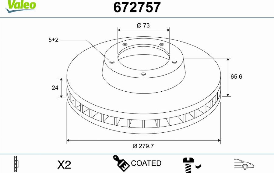 Valeo 672757 - Тормозной диск autodnr.net