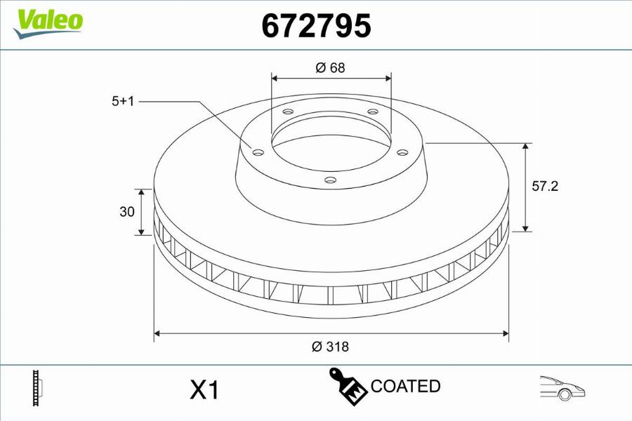 Valeo 672795 - Гальмівний диск autocars.com.ua