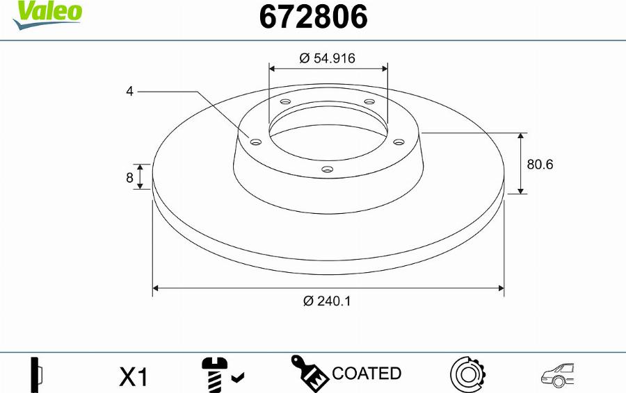 Valeo 672806 - Тормозной диск autodnr.net