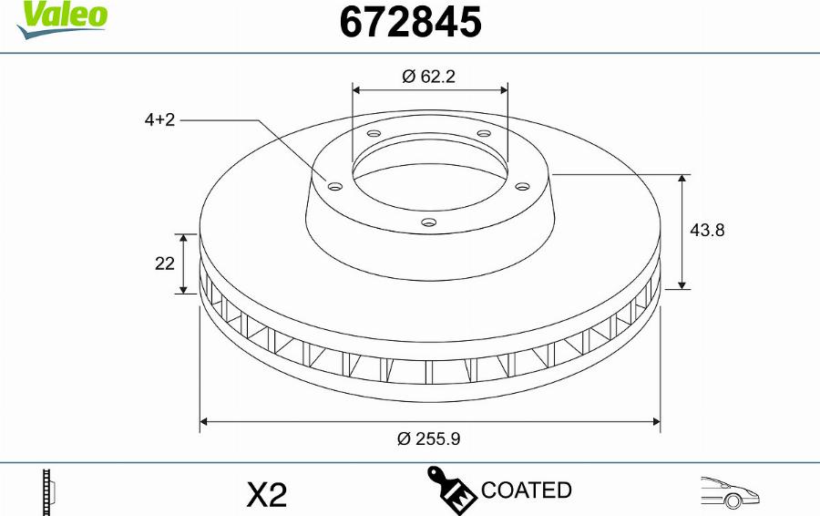 Valeo 672845 - Тормозной диск autodnr.net