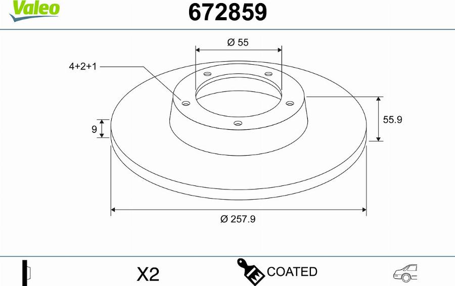 Valeo 672859 - Тормозной диск autodnr.net