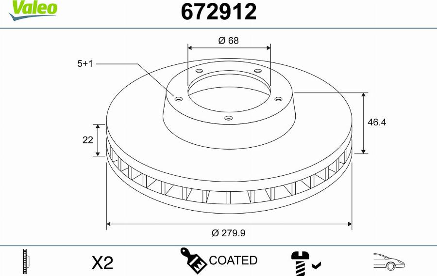 Valeo 672912 - Тормозной диск autodnr.net