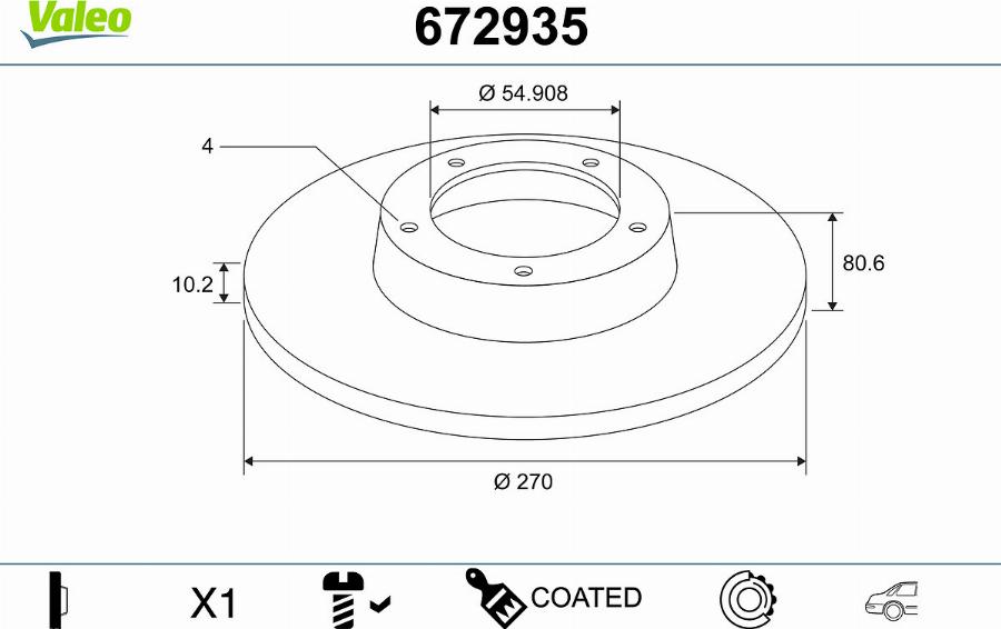 Valeo 672935 - Тормозной диск autodnr.net