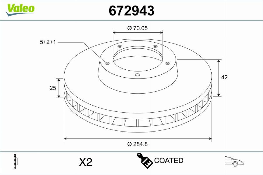 Valeo 672943 - Тормозной диск avtokuzovplus.com.ua