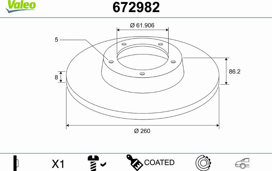 Valeo 672982 - Тормозной диск autodnr.net