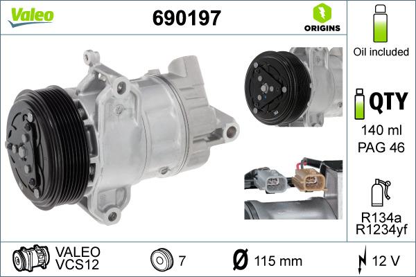 Valeo 690197 - Компресор, кондиціонер autocars.com.ua