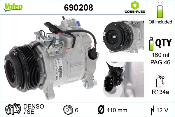 VALEO 690208 - Компресор, кондиціонер autocars.com.ua
