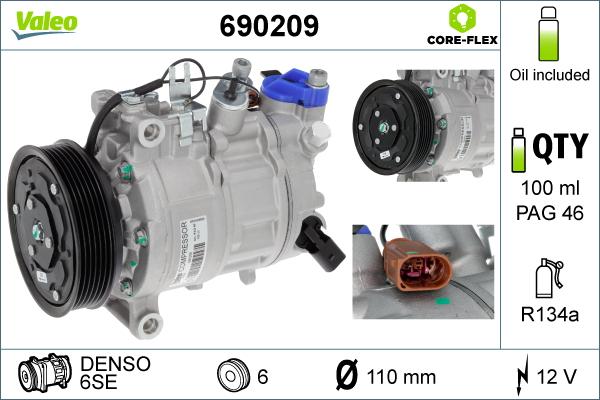 VALEO 690209 - Компресор, кондиціонер autocars.com.ua