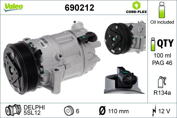 Valeo 690212 - Компресор, кондиціонер autocars.com.ua