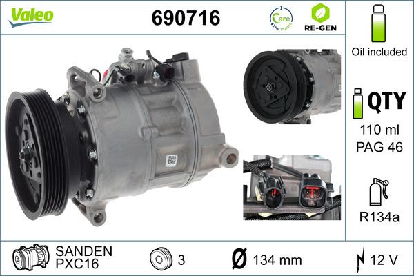 VALEO 690716 - Компресор, кондиціонер autocars.com.ua
