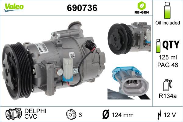 Valeo 690736 - Компрессор кондиционера avtokuzovplus.com.ua